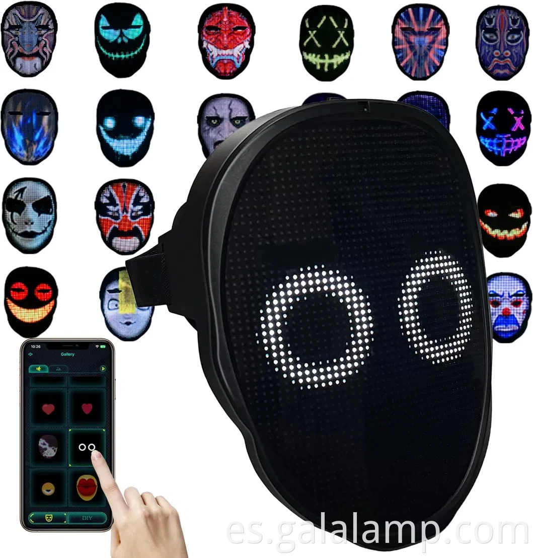 Máscara LED LED personalizable compatible con Bluetooth con control de aplicaciones recargable